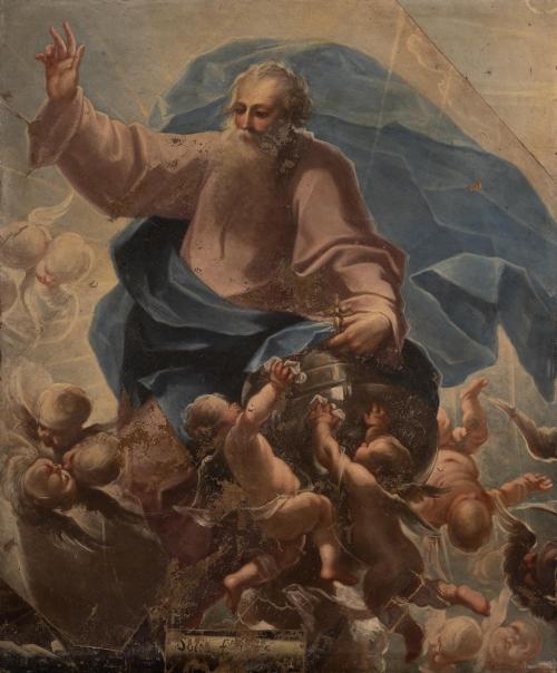 FRANCISCO SOLÍS (Madrid, 1620 - 1684), Dios Padre, Óleo sob