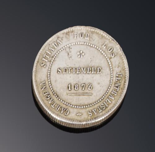 MONEDA DE PLATA 5 PESETAS CANTONAL 1873 CARTAGENA 