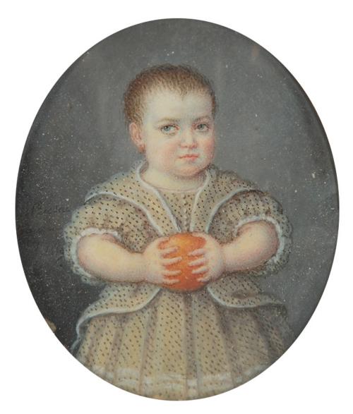 ESCUELA ESPAÑOLA S. XIX, Retrato de niña con naranja , Mini