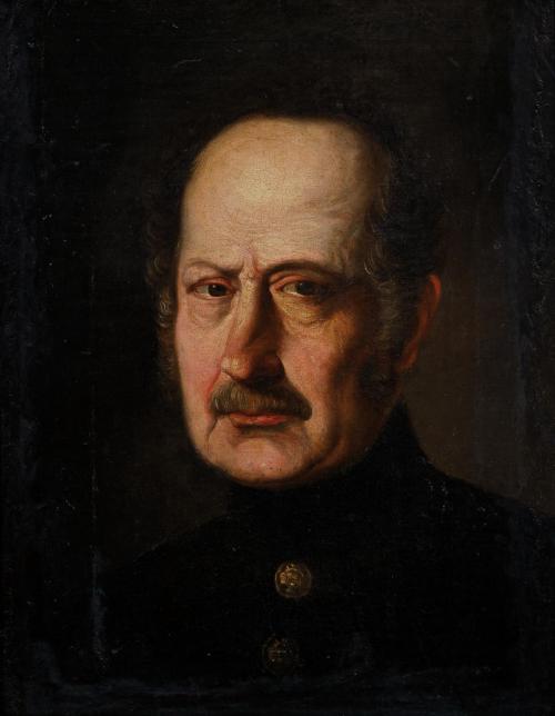 ESCUELA ESPAÑOLA S. XIX , Retrato de caballero , Óleo sob