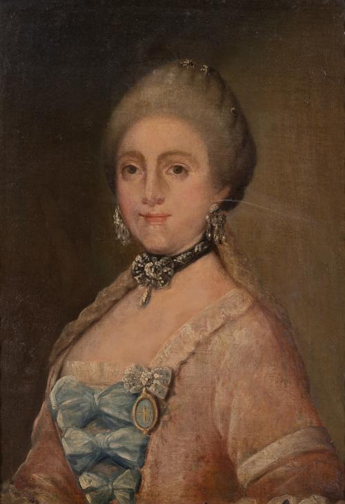 ESCUELA ESPAÑOLA S. XIX, Retrato de Dama, Óleo sobre lienzo