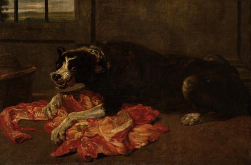 FRANS SNYDERS (Amberes, 1579 - 1657), Perro defendiendo la