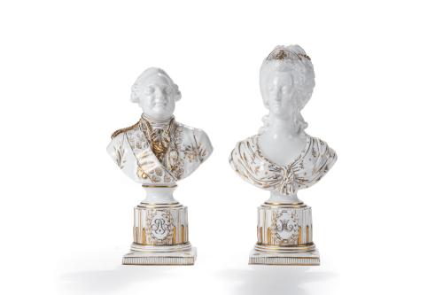 Pareja de bustos en porcelana de estilo Sèvres representand