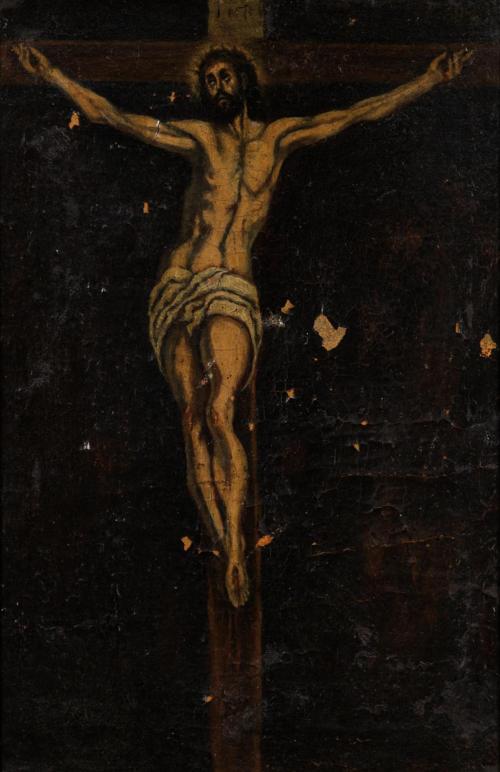 ESCUELA ESPAÑOLA PPS. S. XX, Cristo, Óleo sobre lienzo 